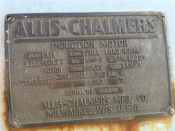 Allis Chalmers 300 Hp Motor, 294 Rpm)