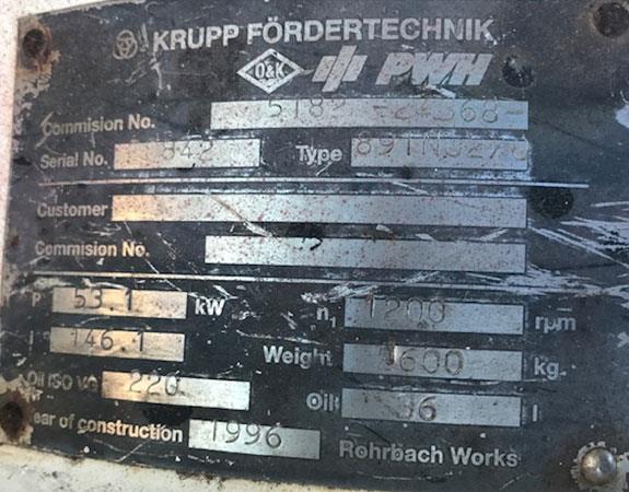 2 Units - Krupp Fordertechnik Type 891n02/0 Speed Reducers, 53.1 Kw)