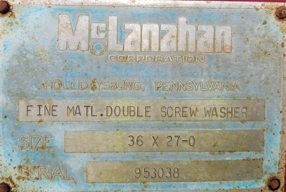 Mc Lanahan 36 X 27 Fine Material Double Screw Washer)