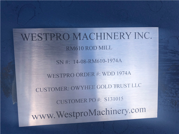 Unused Westpro 6' X 10' Rod Mill With 200 Hp Motor)