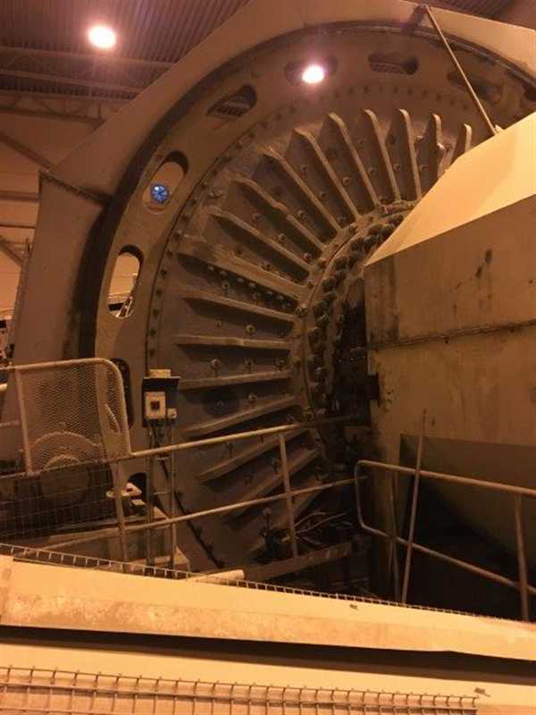 Nordberg/thune 6m X 7.7m (19'8" X 25'3")autogenous Grinding Mill With (2)1250 Kw (1675 Hp) Motors)